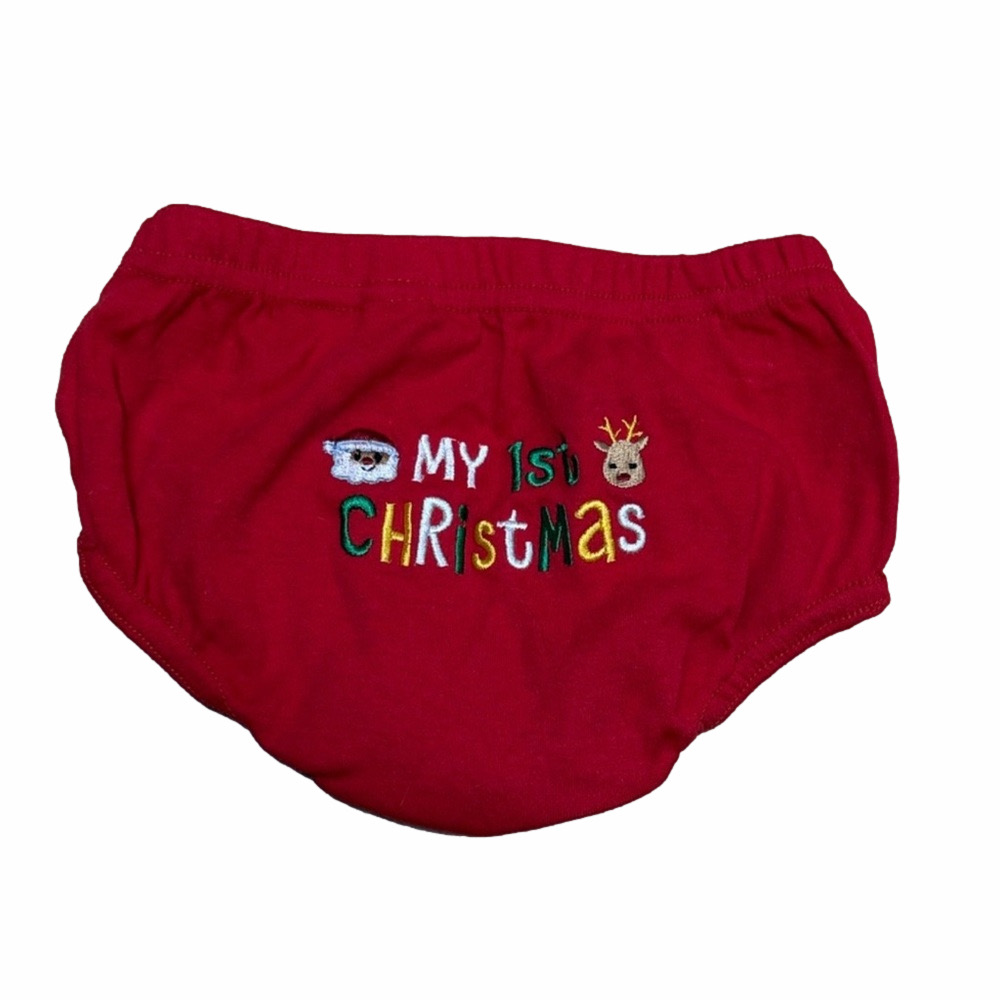 Baby “My 1st Christmas” Red Diaper Cover 0–6 Months Holiday Cotton